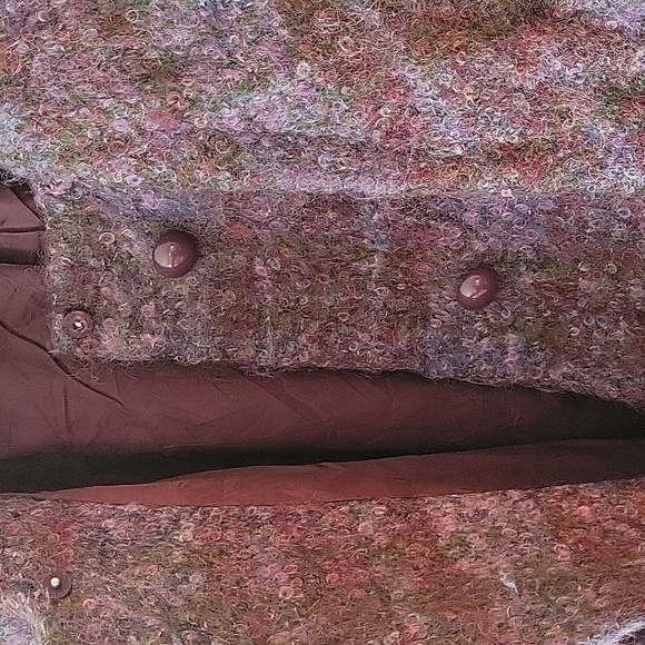 Bromley Boucle Scarf Trench Coat Union Made Wool Shades of Purple Womans XL - Picture 9 of 13